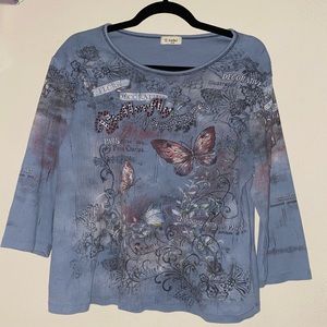 Vintage cactus butterfly western top